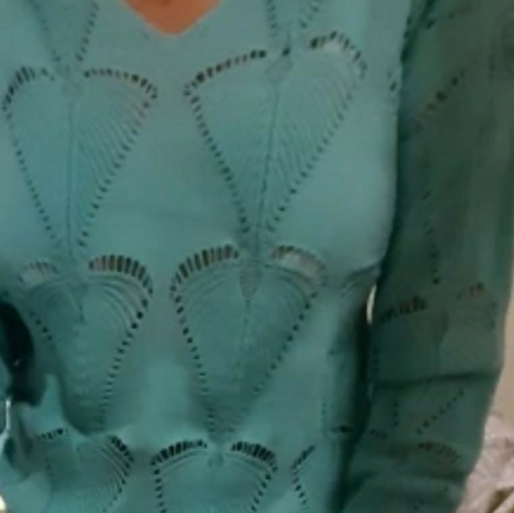 AQUA OPEN KNIT SWEATER - Picture 2 of 2